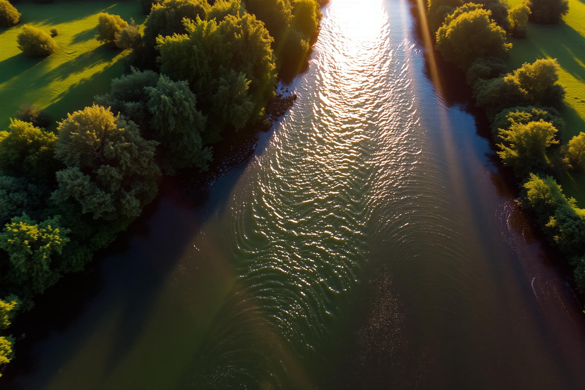 Bio-remediated clear water flowing through a wastewater treatment site