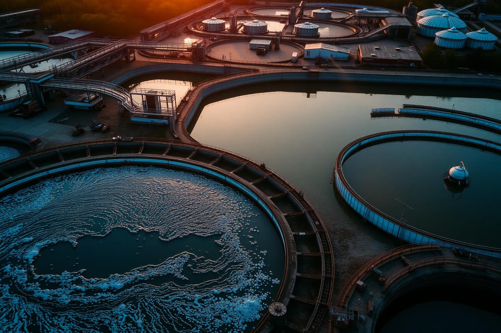 Wastewater treatment plant aeration tank with clarified water